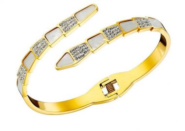 Βραχιόλι Βέργα Από Ατσάλι Επιχρυσωμένο Με Φίλντισι ΑS22908 - AMOR AMOR - 