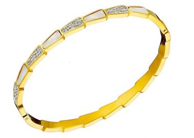 Βραχιόλι Βέργα Από Ατσάλι Επιχρυσωμένο Με Φίλντισι ΑS22910 - AMOR AMOR - 