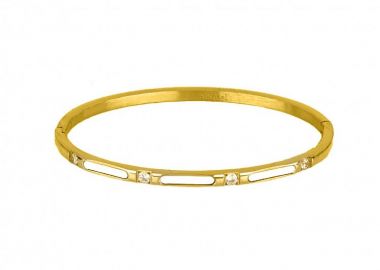 Βραχιόλι Βέργα Από Ατσάλι Επιχρυσωμένο Με Φίλντισι Και Ζιργκόν TU29772 - AMOR AMOR - 