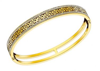 Βραχιόλι Βέργα Από Ατσάλι Επιχρυσωμένο Με Μαίανδρο ΑS22912 - AMOR AMOR - 