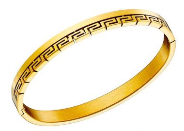 Βραχιόλι Βέργα Από Ατσάλι Επιχρυσωμένο Με Μαίανδρο AS25990 - AMOR AMOR - 