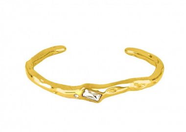 Βραχιόλι Βέργα Από Ατσάλι Επιχρυσωμένο Με Ζιργκόν TU29751 - AMOR AMOR - 