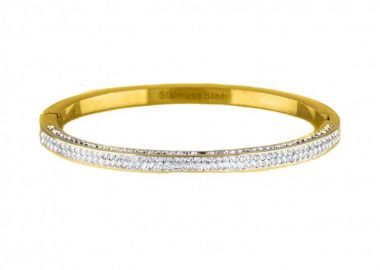 Βραχιόλι Βέργα Από Ατσάλι Επιχρυσωμένο Με Ζιργκόν TU29758 - AMOR AMOR - 