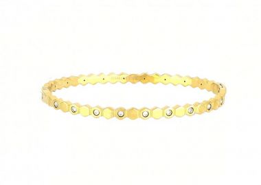 Βραχιόλι Βέργα Από Ατσάλι Επιχρυσωμένο Με Ζιργκόν TU29778 - AMOR AMOR - 