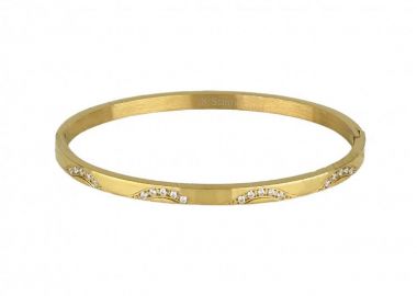 Βραχιόλι Βέργα Από Ατσάλι Επιχρυσωμένο Με Ζιργκόν TU29784 - AMOR AMOR - 