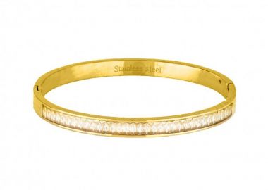 Βραχιόλι Βέργα Από Ατσάλι Επιχρυσωμένο Mε Ζιργκόν TU29799 - AMOR AMOR - 