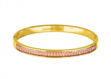 Βραχιόλι Βέργα Από Ατσάλι Επιχρυσωμένο Mε Ζιργκόν TU29800 - AMOR AMOR - 