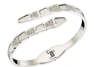 Βραχιόλι Βέργα Από Ατσάλι Με Φίλντισι ΑS22907 - AMOR AMOR - 