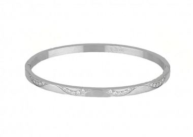 Βραχιόλι Βέργα Από Ατσάλι Με Ζιργκόν TU29783 - AMOR AMOR - 