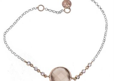 Βραχιόλι γυναικείο από ασήμι 925 με πέτρα ζιργκόν στο κέντρο -  - 