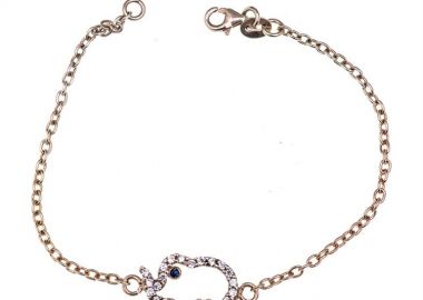 Βραχιόλι γυναικείο από ρόζ επιχρυσωμένο ασήμι 925 με ελέφαντα -  - 