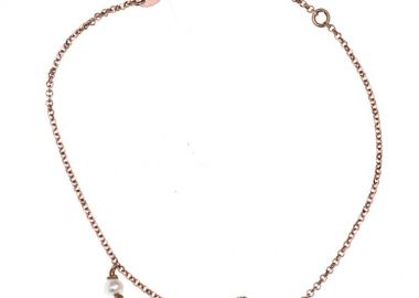 Βραχιόλι γυναικείο από ρόζ επιχρυσωμένο ασήμι 925 με καρδιά -  - 