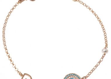 Βραχιόλι γυναικείο από ρόζ επιχρυσωμένο ασήμι με πέτρες ζιργκόν -  - 