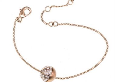 Βραχιόλι γυναικείο από ρόζ επιχρυσωμένο ορείχαλκο με πέτρες ζιργκόν -  - 