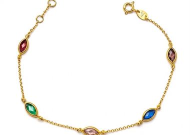 Βραχιόλι Γυναικείο Ασήμι 925 Επιχρυσωμένο με Πέτρες ζιργκόν Μάρκιζ -  - 