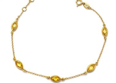 Βραχιόλι Γυναικείο Ασήμι 925 Επιχρυσωμένο με Πέτρες ζιργκόν Μάρκιζ -  - 