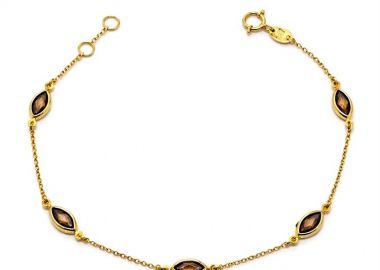 Βραχιόλι Γυναικείο Ασήμι 925 Επιχρυσωμένο με Πέτρες ζιργκόν Μάρκιζ -  - 