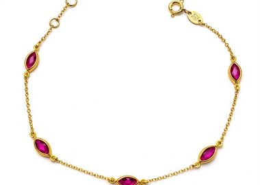 Βραχιόλι Γυναικείο Ασήμι 925 Επιχρυσωμένο με Πέτρες ζιργκόν Μάρκιζ -  - 