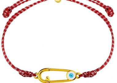 Βραχιόλι Μάρτης Από Κορδόνι Και Ορείχαλκο Επιχρυσωμένο Με Παραμάνα Και Ματάκι AA25018 - AMOR AMOR - 
