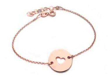 Βραχιόλι με καρδούλα από Ασήμι 925 Ροζ Επιχρυσωμένο BG137 - Asimenio - 