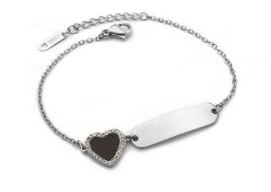 Βραχιόλι με πλακέτα για χάραξη από ατσάλι ασημί BG231 - Asimenio - 
