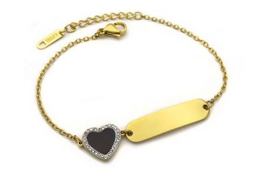 Βραχιόλι με πλακέτα για χάραξη από ατσάλι χρυσό BG232 - Asimenio - 