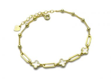 Βραχιόλι με σταυρουδάκια ασημένιο επίχρυσο BG106 - Asimenio - 