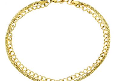 Βραχιόλι Ποδιού Από Ατσάλι Επιχρυσωμένο AS25856 - AMOR AMOR - 