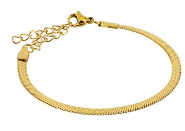 Βραχιόλι Ποδιού Φίδι 4 mm Από Ανοξείδωτο Ατσάλι Επιχρυσωμένο MI29390 - AMOR AMOR - 