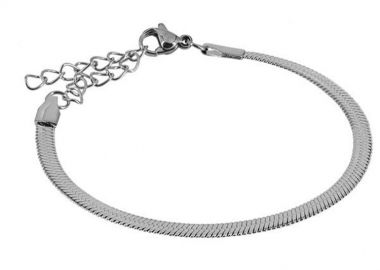 Βραχιόλι Ποδιού Φίδι 4 mm Από Ανοξείδωτο Ατσάλι MI29389 - AMOR AMOR - 