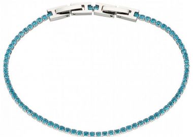 Βραχιόλι Ριβιέρα 2mm Από Ατσάλι Επιχρυσωμένο 24Κ Με Κρύσταλλα Τιρκουάζ ΑS21537 - AMOR AMOR - 