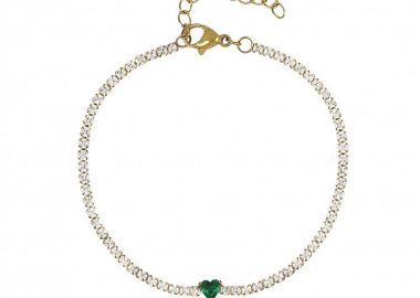 Βραχιόλι Ριβιέρα 2mm Από Ατσάλι Επιχρυσωμένο Με Καρδιά TU29822 - AMOR AMOR - 