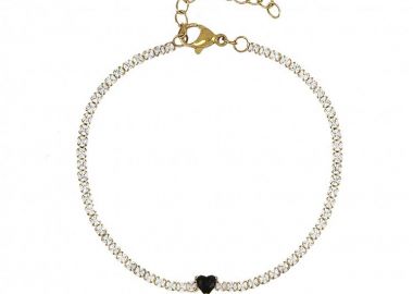 Βραχιόλι Ριβιέρα 2mm Από Ατσάλι Επιχρυσωμένο Με Καρδιά TU29823 - AMOR AMOR - 