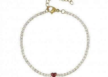 Βραχιόλι Ριβιέρα 2mm Από Ατσάλι Επιχρυσωμένο Με Καρδιά TU29824 - AMOR AMOR - 