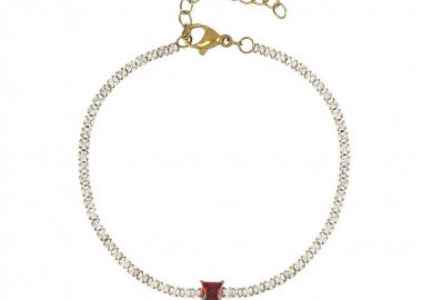 Βραχιόλι Ριβιέρα 2mm Από Ατσάλι Επιχρυσωμένο TU29826 - AMOR AMOR - 