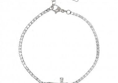 Βραχιόλι Ριβιέρα 2mm Από Ατσάλι Με Σταυρό TU29827 - AMOR AMOR - 