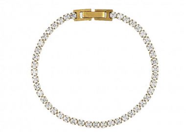 Βραχιόλι Ριβιέρα 3mm Από Ατσάλι Επιχρυσωμένο TU29811 - AMOR AMOR - 