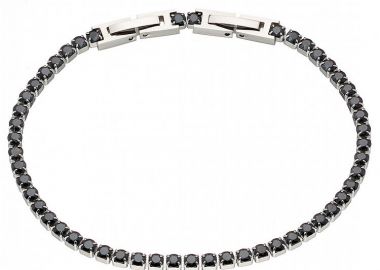 Βραχιόλι Ριβιέρα 3mm Από Ατσάλι Με Κρύσταλλα Μαύρα ΑS21540 - AMOR AMOR - 