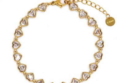 Βραχιόλι Ριβιέρα Με Καρδιές Από Ατσάλι Επιχρυσωμένο MI21891 - AMOR AMOR - 