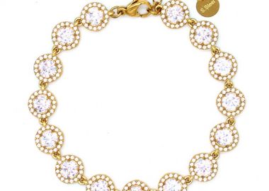 Βραχιόλι Ριβιέρα Με Ροζέτες Στρογγυλές Από Ατσάλι Επιχρυσωμένο MI21885 - AMOR AMOR - 