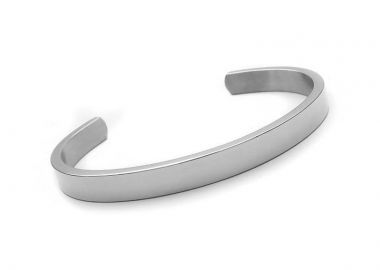 Βραχιόλι σταθερό βέργα 6mm από ατσάλι ασημί BA398 - Asimenio - 