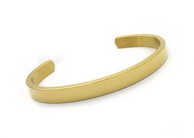 Βραχιόλι σταθερό βέργα 6mm από ατσάλι χρυσό BA399 - Asimenio - 
