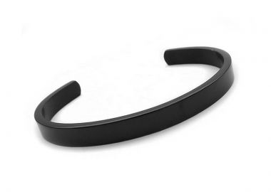 Βραχιόλι σταθερό βέργα 6mm από ατσάλι μαύρο BA400 - Asimenio - 
