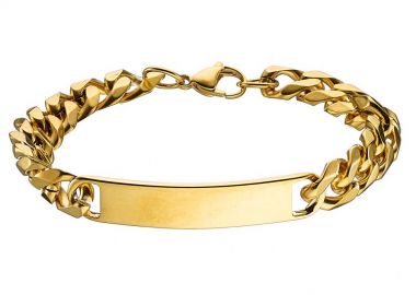 Βραχιόλι Ταυτότητα Από Ανοξείδωτο Ατσάλι Επιχρυσωμένο AS20890 - AMOR AMOR - 