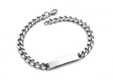 Βραχιόλι ταυτότητα από ατσάλι ασημί unisex BA208 - Asimenio - 