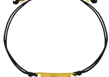 Βραχιόλι Ταυτότητα Από Κορδόνι Και Ανοξείδωτο Ατσάλι Επιχρυσωμένο Με Χάραξη AA28858 - AMOR AMOR - 