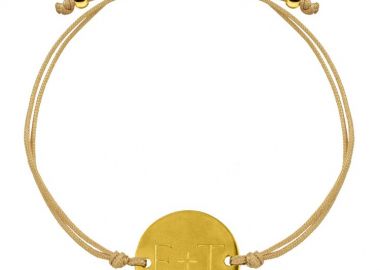 Βραχιόλι Ταυτότητα Από Κορδόνι Και Ανοξείδωτο Ατσάλι Επιχρυσωμένο Με Χάραξη AA28868 - AMOR AMOR - 