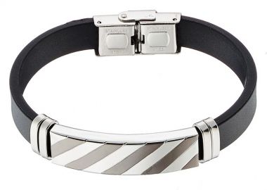 Βραχιόλι Ταυτότητα Από Οικολογικό Δέρμα Και Ατσάλι AS25888 - AMOR AMOR - 