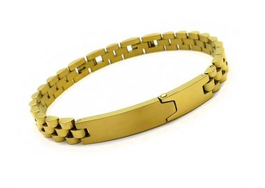 Βραχιόλι Ταυτότητα unisex από Ατσάλι επίχρυσο BA386 - Asimenio - 