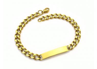 Βραχιόλι ταυτότητα unisex ατσάλι επίχρυσο BA209 - Asimenio - 